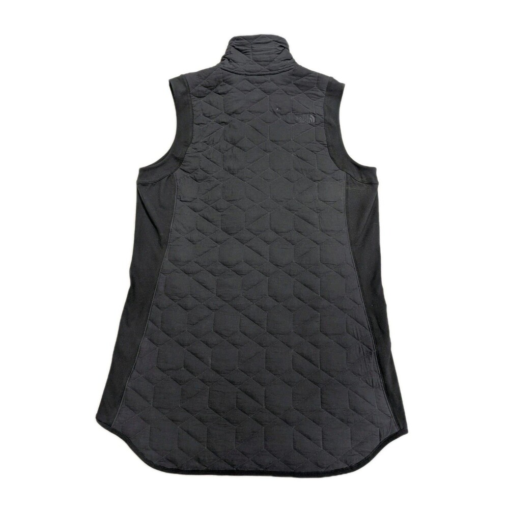 NWT The North Face Long Parka Vest Black Quilted Hoodless Tunic Women L 33" - Picture 2 of 10